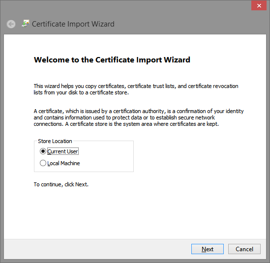 Certificate Import Wizard