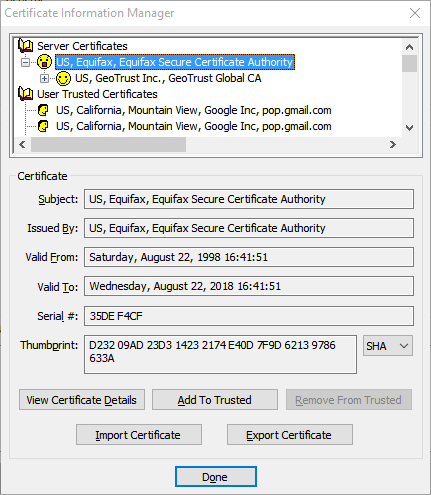 Here we've expanded the chain of certificates just once.